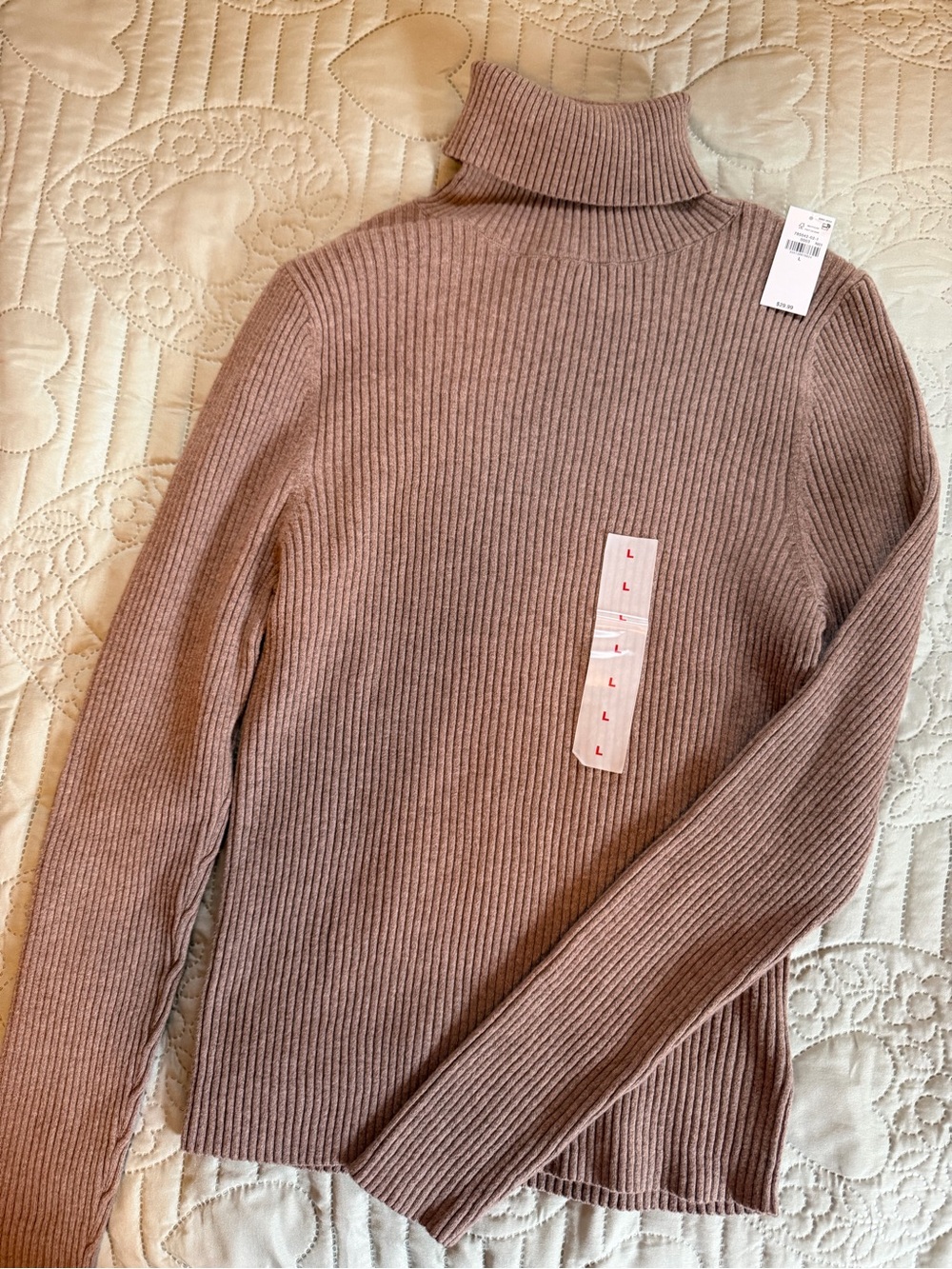 Old Navy Ribbed Cowl Neck Sweater in Taupe